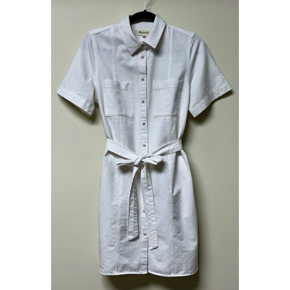 MADEWELL Courier Seamed Denim Tie Waist Denim Shirtdress, Sz M - Picture 3 of 11